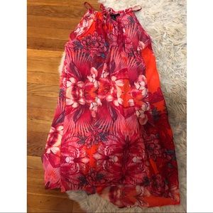 Sheer bathing suit cover up dress Hawaii floral S